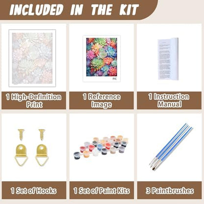 XTCIXAL Paint by Numbers Kit for Adults, Succulent, 16X20 Inch - Image 5