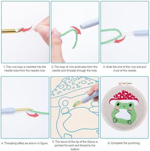 Louise Maelys Punch Needle Kit for Beginners with Mushroom Frog Pattern - Image 3