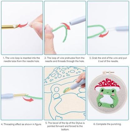 Louise Maelys Punch Needle Kit for Beginners with Mushroom Frog Pattern - Image 3