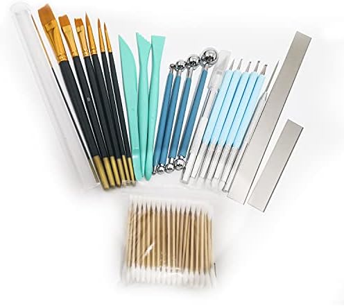 24Pcs Polymer Clay Tools Supplies Kit Roller Pin Sculpting Clay Cutters for Earring Jewelry Acrylic Roller Modeling Precision Knife Set Needle Detail - Image 3