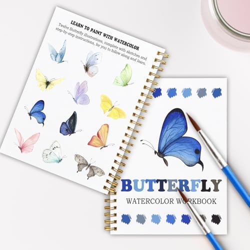 Butterfly Watercolor Workbook, Water Coloring Book, 12 Patterns, Watercolor Kit for Beginners, DIY Art Gift for Women and Adults, Stress Relief Watercolor Workbook, Garden and Nature Lover Kit ﻿ - Image 6