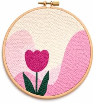 CELCRAFTIQUE Punch Needle Kits for Adults Beginner, Tool with Punch Needle Fabric, Hoops, Yarns and Sewing Needles (Blush Tulip) - Image 6