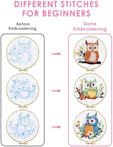 TINDTOP Embroidery Kit for Adults, Owl Embroidery Practice Kit - Image 3