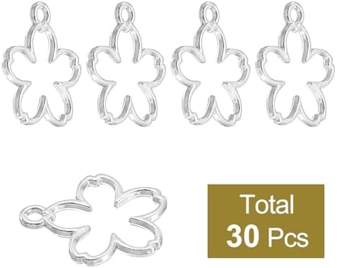 uxcell 30Pcs Alloy Open Bezel Pendants Open Back Hollow Frame Bright Silver - Image 3
