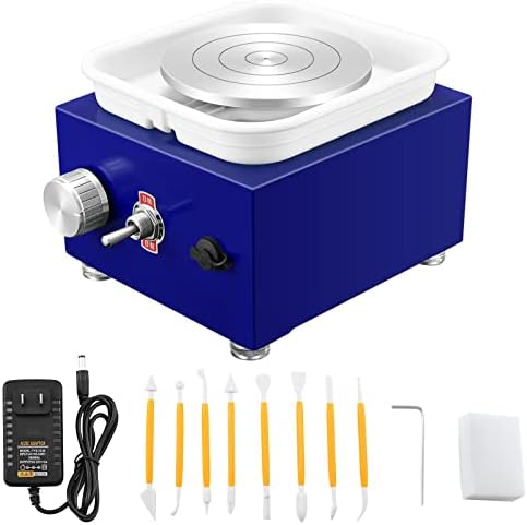 Mini Pottery Wheel Machine for Adults & Beginners, 2 Turntables (3.94" & 2.56") | 0-2000 RPM Adjustable Speed Pottery Machine Removable Splash Tray Ceramic Making Kit Includes 8 Sculpting Tools by Beolisav