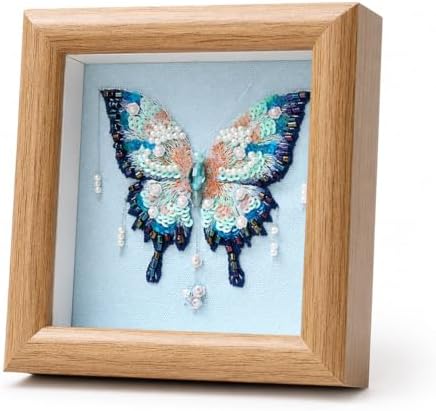 LKTEE Butterfly Bead Embroidery Kit, Hand Embroidery Starter Kit for Beginners Adults with Wooden Frame, Beaded Embroidery Kits DIY Craft Sewing Supplies for Gift Home Decoration (Blue) by Unknown