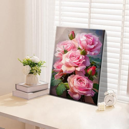 ATDMS Paint by Numbers Kit for Adults with Frame Flowers Paint by Numbers Kit with Easel DIY Adult Paint by Number Kits on Canvas Framed Floral Oil Painting Kits for Home Wall Decor 8x12 Inch - Image 3
