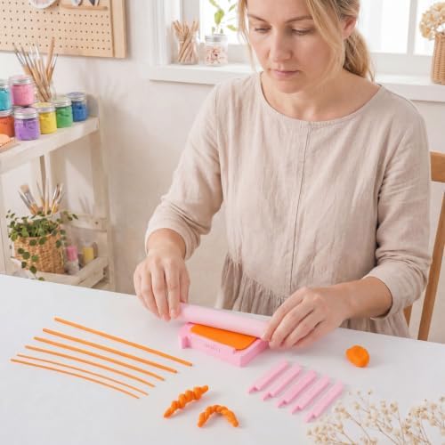 Polymer Clay Roller Guide Set with 12 Sliders, 6 Thickness Sizes, Tube Hoop Guide & Bead Roller Tool for Uniform Strips, Clay Snakes, Twisted Hoop Earrings and Jewelry Making - Image 6