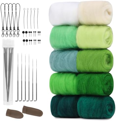 ZXIIXZ 100g Needle Felting Wool Felting Kit with Needles Wool Roving by ZXIIXZ