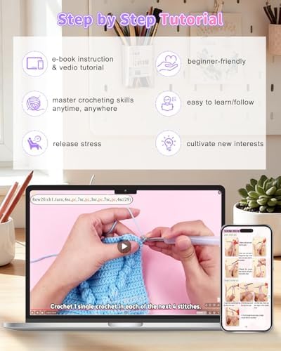Coopay Crochet Kit for Beginners, 3D Heart Granny Square Blanket Kit, Set A - Image 2