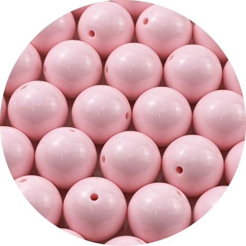40pcs Acrylic Round Beads for Crafts 20mm Resin Candy Color Spacer Beads with Hole for Jewelry Making Sewing Crafts Decoration Necklaces Bracelets Earrings Supplies(Light Pink) by Unknown