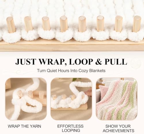 60" Long Adjustable Chunky Blanket Knitting Loom Kit with Storage Bag - Image 4
