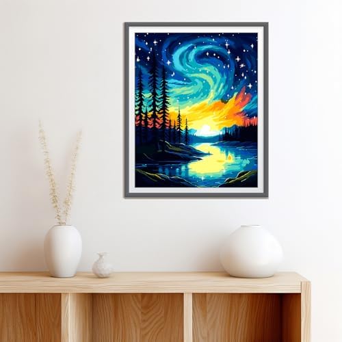 ZTOTZ Paint by Number Kits for Adults Aurora, Starry Night Paint by Numbers Christmas Gift Canvas,Moonight Paint by The Numbers for Adults for Decor - Image 3