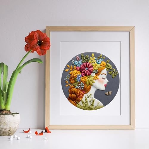 3 Packs Embroidery Kit for Adults, Embroidery for Beginners (Girl-1) - Image 5