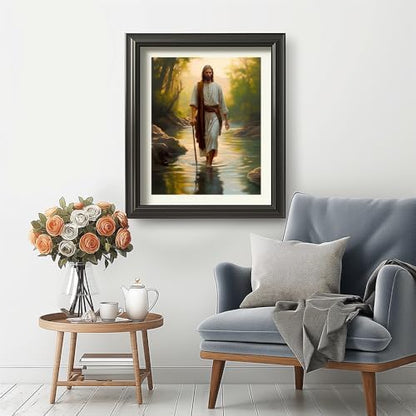 Natuyalo Paint by Numbers Kit for Adults Beginners and Kids, 16" Wx20 L Canvas Pictures Drawing Acrylic Paintwork with 3 Pcs Paintbrushes, Jesus Walking in the Rriver - Image 3