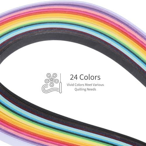 MECCANIXITY Paper Quilling Kit, 15.4 Inch 5mm 24 Colors Paper Quilling Strips with Blue Pen for Beginners DIY Hand Crafts Teaching Tools Flower Decoration(Multi-Colored, Pack of 120) - Image 3