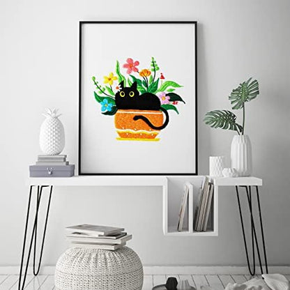 Louise Maelys Black Cat Embroidery Kit for Beginners Botanical Craft - Image 6