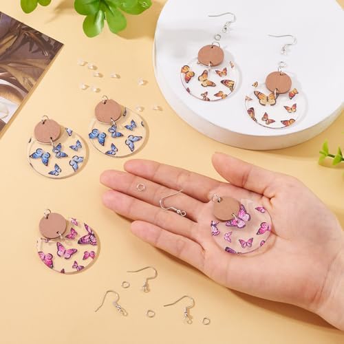 Elecrelive 6 Pairs Butterfly Earring Charms Bohemian Wooden Dangle Earrings Making Kits Painted Insect Pendants Pieces with Jump Rings DIY Craft Jewelry - Image 6