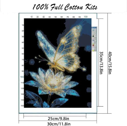 Butterfly Flower Stamped Cross Stitch Kits Flower Cross Stitch Patterns,Dimensions Cross Stitch Kits Embroidery Kit Arts and Crafts for Beginners 15.7x11.8 inch - Image 2