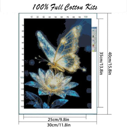Butterfly Flower Stamped Cross Stitch Kits Flower Cross Stitch Patterns,Dimensions Cross Stitch Kits Embroidery Kit Arts and Crafts for Beginners 15.7x11.8 inch - Image 2