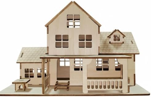 Decor Wooden Puzzle Model Kit Miniature Villa DIY Assembly Craft Kit Handmade Art Project Suitable for Teens Adults Desktop Ornament Holiday Home Decoration by Unknown