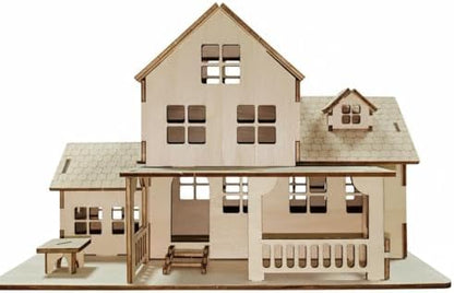 Decor Wooden Puzzle Model Kit Miniature Villa DIY Assembly Craft Kit Handmade Art Project Suitable for Teens Adults Desktop Ornament Holiday Home Decoration by Unknown