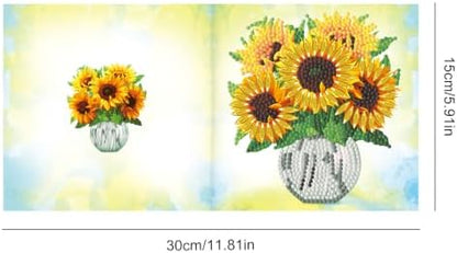 8PCS Vase DIY Greeting Card Kits with Envelopes Diamond Art Greeting Cards Diamond Art Cards Kits for Adults DIY Crafts Family Friend Gifts - Image 5