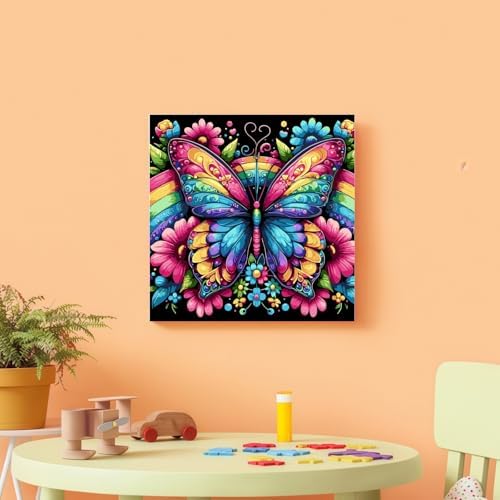 DOTSTART Paint by Numbers Kit for Adults, Rainbow Butterfly Canvas Adult Paint by Number Kits, Acrylic Paint by Number Canvas for Adult Beginners, Home Wall Art Decor,Unframed, 16X16 inch - Image 3