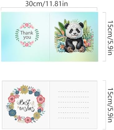 jinglinhh 6pcs Diamond Art Painting Garden Animal Seaturtle Dog Panda Elephant Owl Cat Greeting Cards with Envelopes, DIY Card Making Kits for Adults, Diamond Art Postcards Holiday Cards Craft Gifts - Image 2