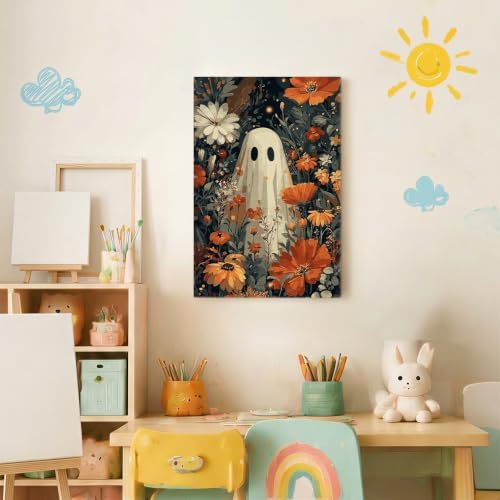 Spandrel Ghost Paint by Number Kits Floral for Adults, Halloween Paint by Number Kits on Canvas Daisy Flower, DIY Acrylic Oil Painting by Numbers Gitfs for Home Wall Decor, 8x12in - Image 3