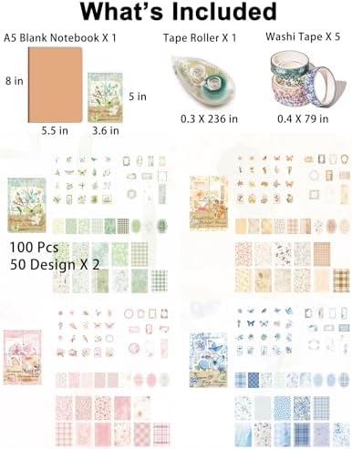 JOYCHOIC Vintage Junk Journal Supplies Kit, 4 Packs Floral Journaling and Scrapbooking for Adults, Aesthetic Scrapbook Materials, Bullet Journals for Beginner Women - Image 5