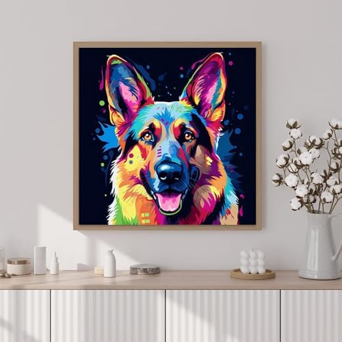 Artunion Framed Paint by Numbers Kit for Adults Beginners & Kids Ages 8-12,German Shepherd Paint by Number with Frame,Dog Animal Paint by Numbers Kit on Canvas 10 * 10 Inch Without Easel - Image 2