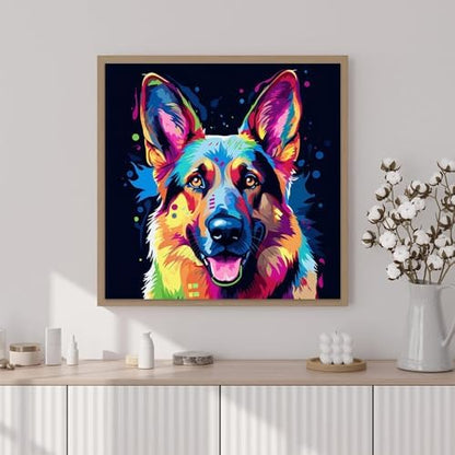 Artunion Framed Paint by Numbers Kit for Adults Beginners & Kids Ages 8-12,German Shepherd Paint by Number with Frame,Dog Animal Paint by Numbers Kit on Canvas 10 * 10 Inch Without Easel - Image 2
