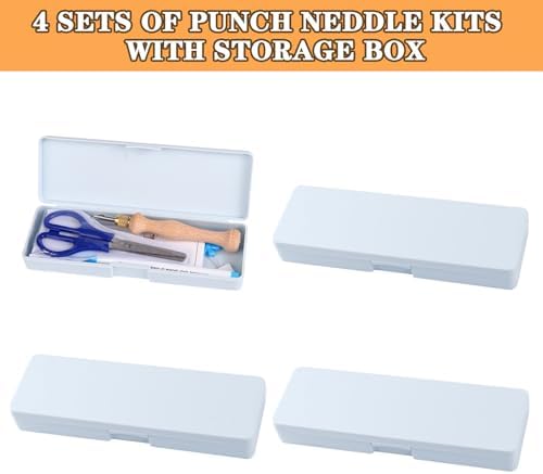 4 Sets of Punch Needle Kit with Storage Box,Adjustable Punch Needle Tool with1.6mm/2mm/2.5mm/3.5mm/5mm Metal Needles,Punch Needle Adults Beginner for DIY Craft,Perfect for Decoration and Gifts(Blue) - Image 4