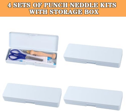 4 Sets of Punch Needle Kit with Storage Box,Adjustable Punch Needle Tool with1.6mm/2mm/2.5mm/3.5mm/5mm Metal Needles,Punch Needle Adults Beginner for DIY Craft,Perfect for Decoration and Gifts(Blue) - Image 4