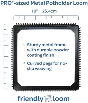 Harrisville Designs Friendly Loom Potholder Pro Weaving Kit | 10”x10” Sturdy Metal Loom and Quality Cotton Weaving Loops | Complete Kit to Weave 2 Large, Durable Potholders | Made in the USA - Image 6