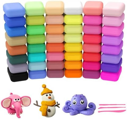 Air Dry Clay Kit - 48 Colors Air Dry Ultra Light Clay, Air Dry Clay for Crafting, DIY Molding Clay for Kids, DIY Clay Kit with Sculpting Tools, Decoration Accessories, Kids Art Crafts by WOLWEFA