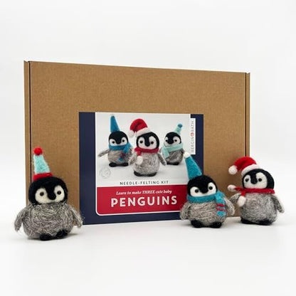 Bergin & Bath Needle Felting Kit, Penguins. Make Three Sweet Festive Decorations with This Beginner Friendly Craft kit for Adults and Teens. The Best Stocking Filler for Anyone Creative. by BerginBath