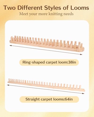 HAPPYER 66" Chunky Knitting Blanket Loom Kit – Large Wooden Loom for Chunky Yarn, Big Knit Blanket Making Machine for Beginners, Hand Weaving & Crochet Yarn Craft Set with Knitting Needles - Image 2