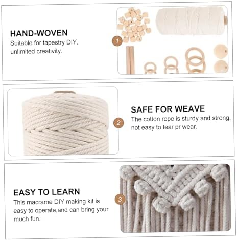 CORHAD DIY Macrame Kit for Adults Full Set Cotton Ropes Beads Rings Wall Art Woven Tapestry Kit - Image 6