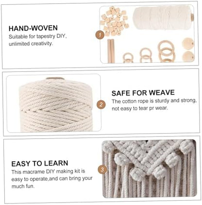 CORHAD DIY Macrame Kit for Adults Full Set Cotton Ropes Beads Rings Wall Art Woven Tapestry Kit - Image 6