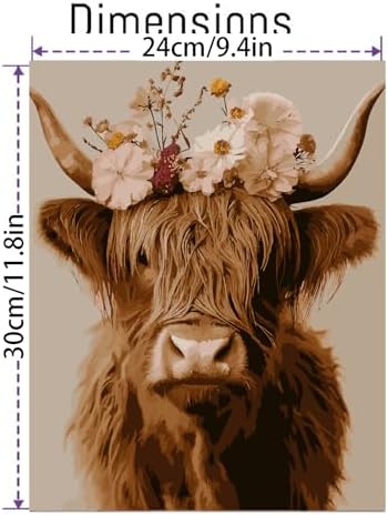 Canrichshop Cow Adult Paint by Number Kits,Highland Cow DIY Acrylic Painting by Numbers Without Frame,Easy Oil Adult Paint by Numbers on Canvas for Decor 16x20inch - Image 5