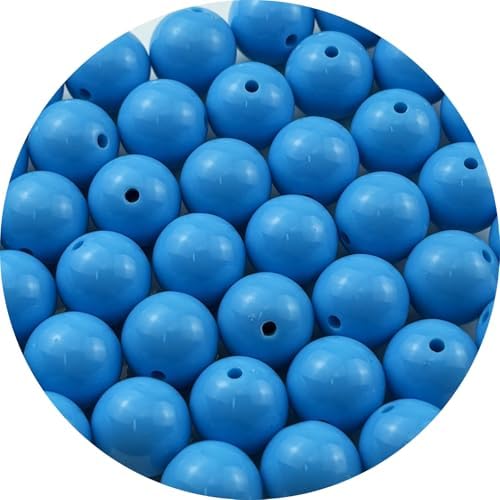40pcs Acrylic Round Beads for Crafts 16mm Resin Candy Color Spacer Beads with Hole for Jewelry Making Sewing Crafts Decoration Necklaces Bracelets Earrings Supplies(Sky Blue) by Unknown