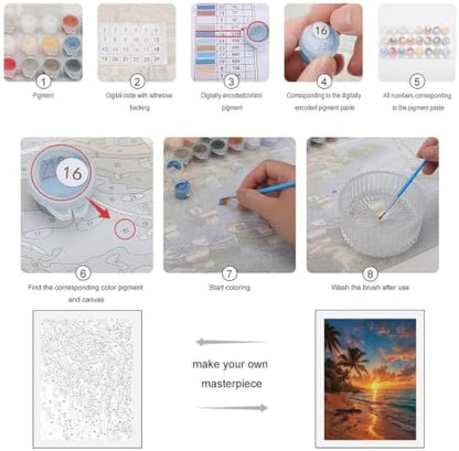 Bozfoxa Paint by Numbers Kit for Adults Beginner Tropical Sunset Art - Image 3