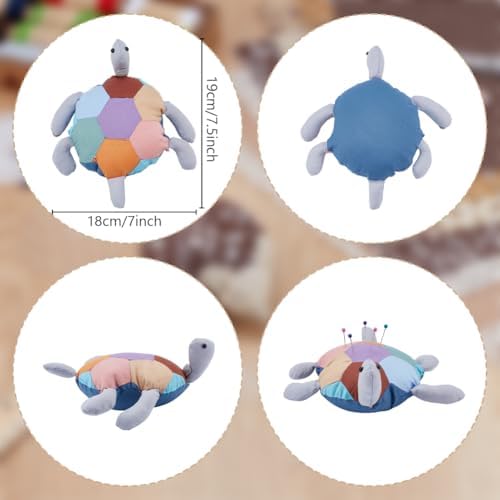 FREEBLOSS 2 Set Turtle Patchwork Pincushion Kit DIY Patchwork Pincushion Sewing Kit Handmade Sewing Crafting Fabric Quilting for Beginners - Image 3
