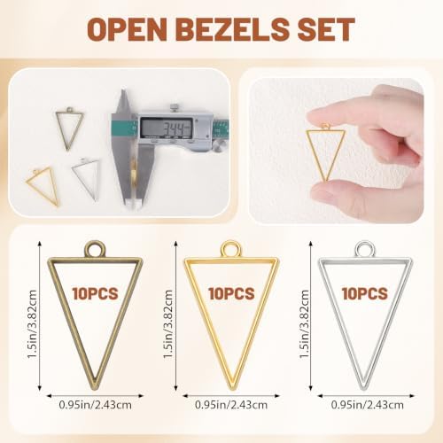 Gartful 30PCS Open Back Bezel for Resin, Hollow Frame Pendants for Resin Casting, DIY Jewelry Making Supplies, Triangle Shape - Image 2