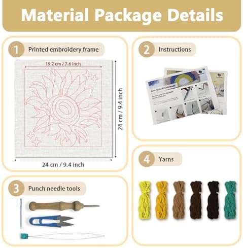 Doodlream Sunflower DIY Punch Needle Embroidery Kit for Adult Beginner - Image 2