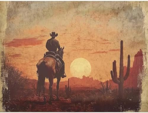 Western Cowboy Paint by Numbers Kit for Adults Framed Canvas Frameworkless by FairylandJinWenn