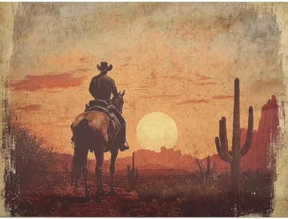Western Cowboy Paint by Numbers Kit for Adults Framed Canvas Frameworkless by FairylandJinWenn