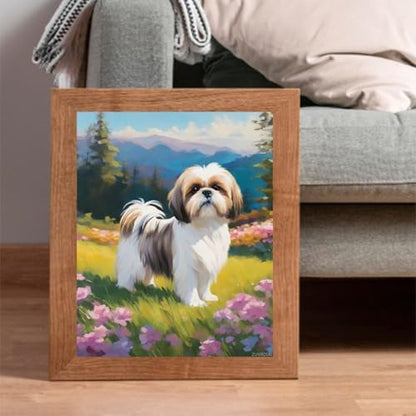 ZUVRDIAI Adults' Paint by Number Kits, Shih Tzu Dog, Flower Meadow, Paint by Number Kits on Canvas, DIY Oil Paintings for Beginners Arts and Crafts, 40x50cm No Frame - Image 2